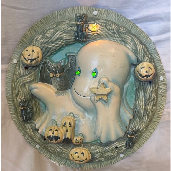 Vintage Halloween Witch and Ghost Lighted and Spooky Noises Wall Door *read* - Picture 7 of 16